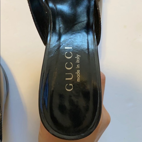 Gucci black leather heel sandal - Picture 6 of 9